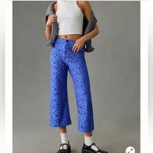 Anthropologie Blue Patterned Pants